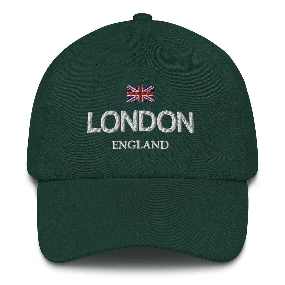 Cappellino Baseball UK Flag: Verde Militare Con Bandiera Ricamata E Toppa In Pelle, Unisex - 5