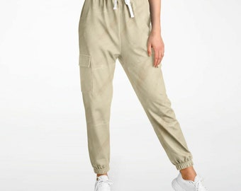 Beige Cargo Pants With Flap Pockets, Stone Tan Cream Men Women