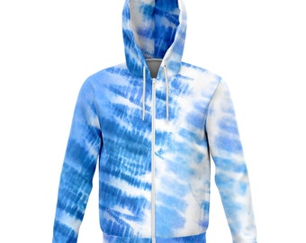 Blue Tie Dye Zip up Hoodie Front Zip Pocket Men Women Unisex Adult Aesthetic Graphic Cotton Hooded Sweatshirt Etsy