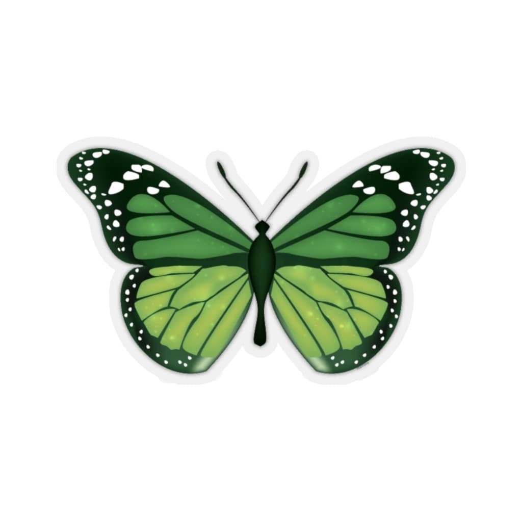 Green Monarch Butterfly Sticker, Animal Insect Cute Decal Label