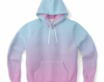 ピンクブルーオンブレパーカー、パステルグラデーションタイダイプル
