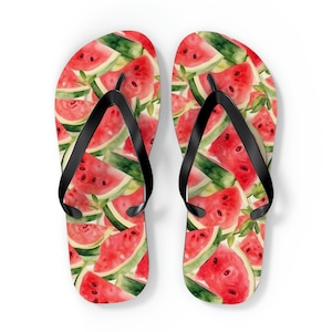 Watermelon Flip Flops, Summer Fruit Comfortable Thong Sandals Woman Men Ladies Beach Print Rubber Slip On Shoes