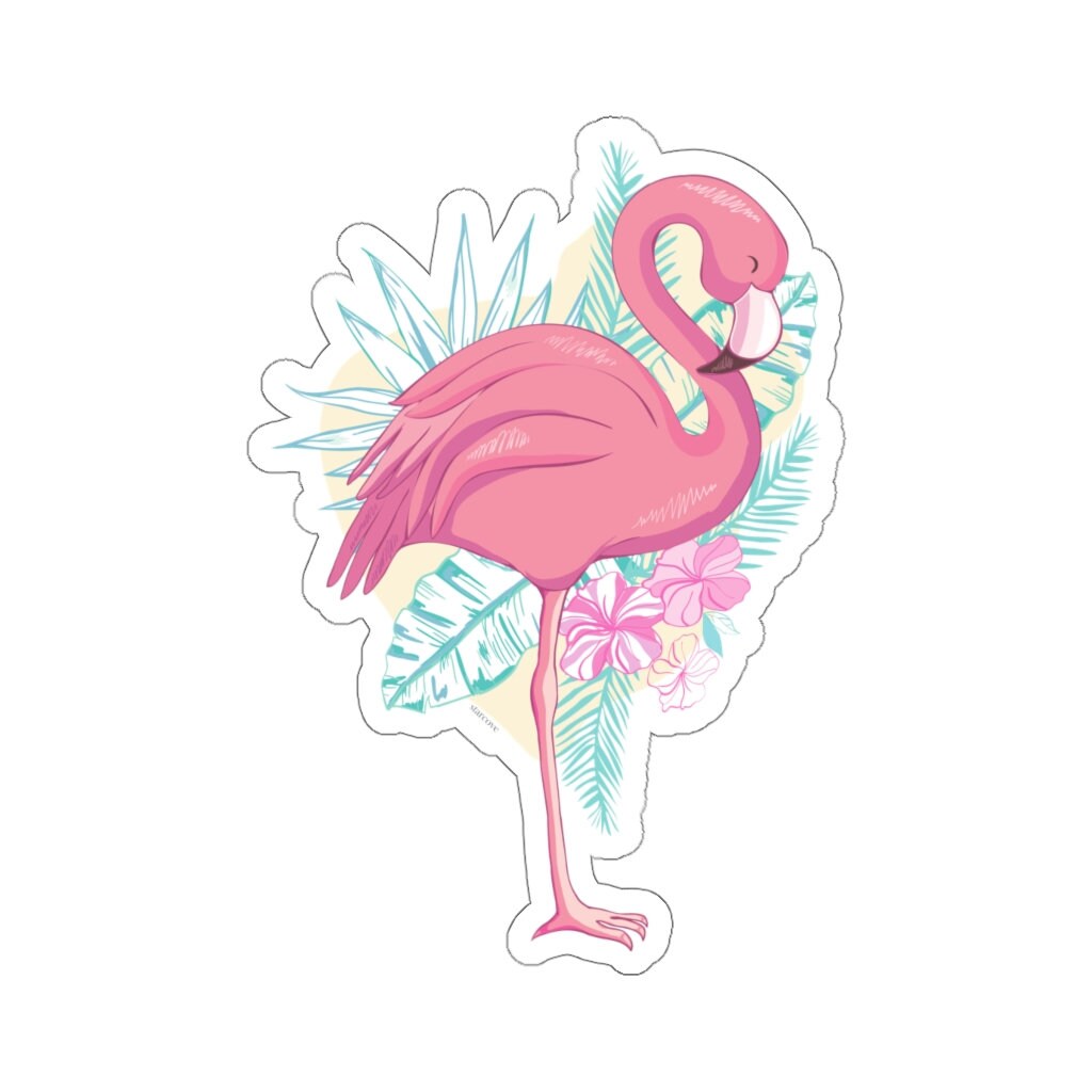 Pink Flamingo Sticker Tropical Flower Stickers Laptop Stickers Aesthetic Stickers Waterbottle Stickers Computer Stickers Vinyl Stickers