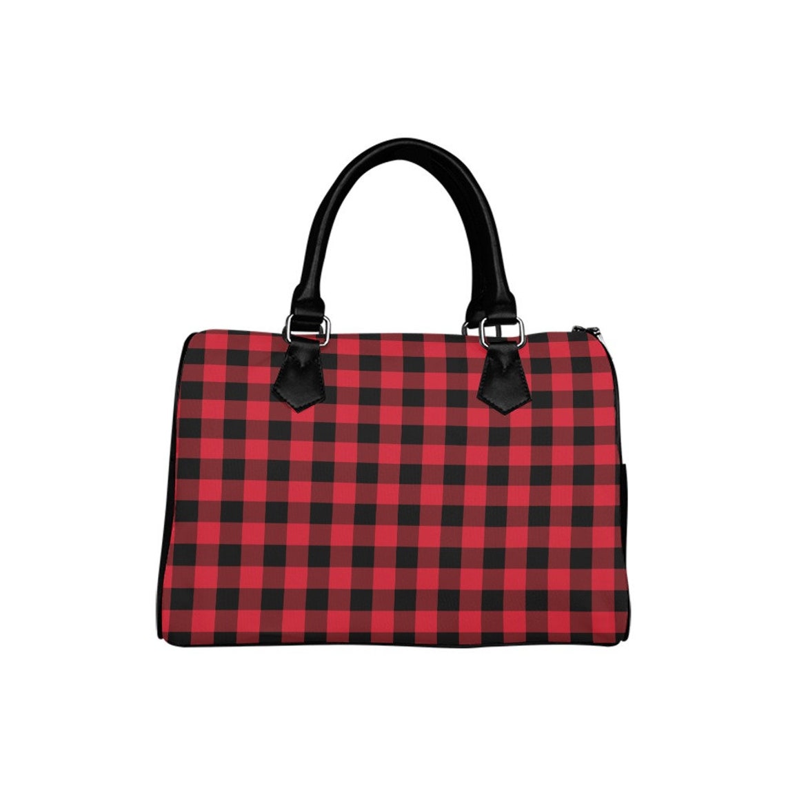 Red and Black Buffalo Plaid Handbag, Women Ladies Checkered Check Print ...