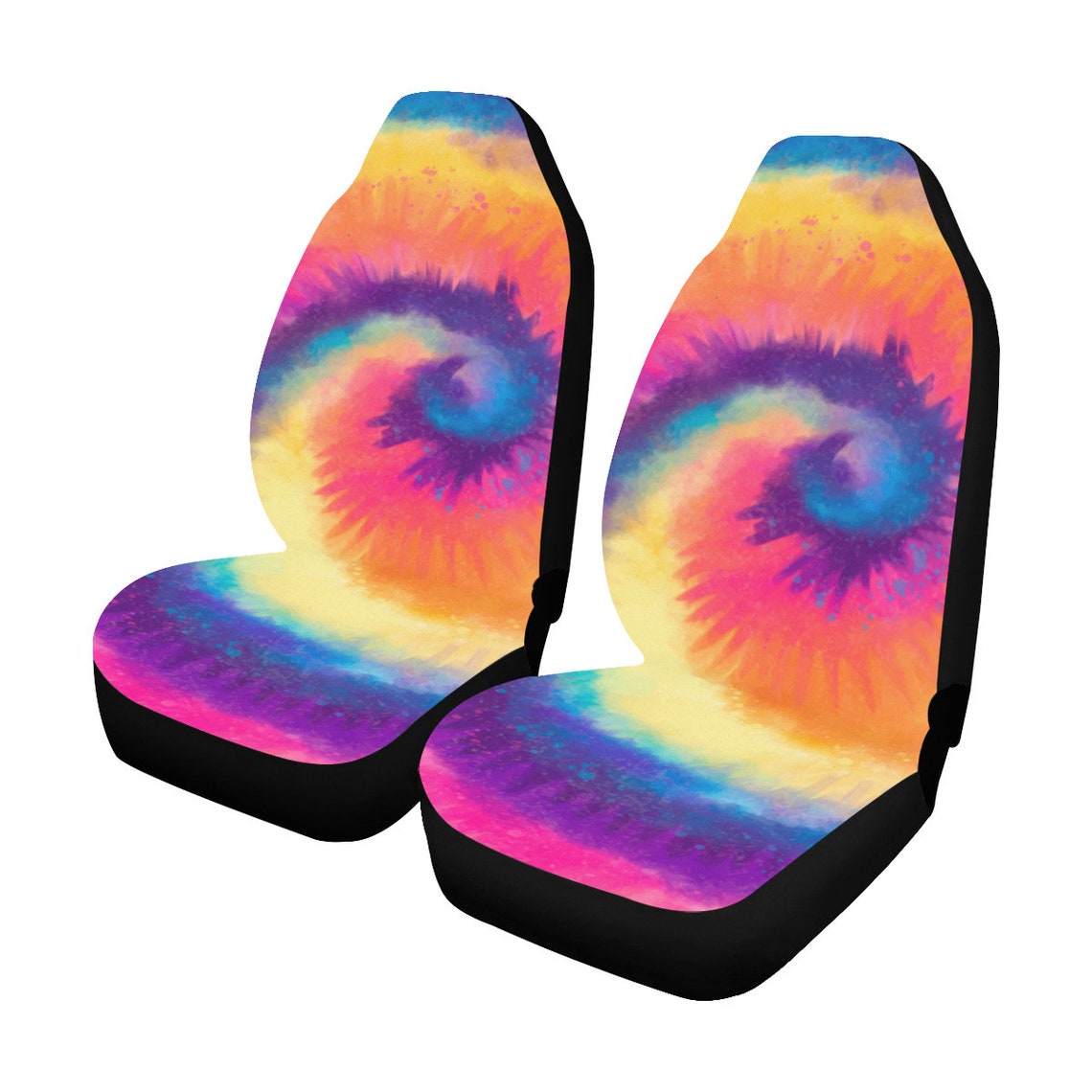 Rainbow Tie Dye Car Seat Covers 2 pc Colorful Swirl Pattern Etsy