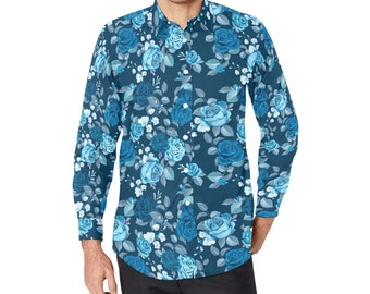 Fccrian Chemise Décontractée à Manches Longues Boutonnée Pour Homme - Chemise Fleurie Plage