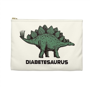 Dinosaur Diabetes Supply Bag, Funny Dino Diabetesaurus Diabetic Type 1 One Carry Travel Case Accessory Kids Boys Girls Meds Zipper Pouch