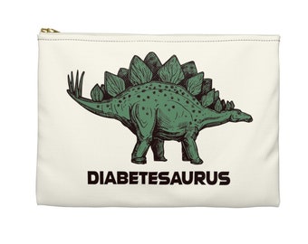 Dinosaur Diabetes Supply Bag, Funny Dino Diabetesaurus Diabetic Type 1 One Carry Travel Case Accessory Kids Boys Girls Meds Zipper Pouch