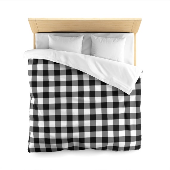 Buffalo Check Duvet Cover Plaid Black White Gingham Bedding Queen