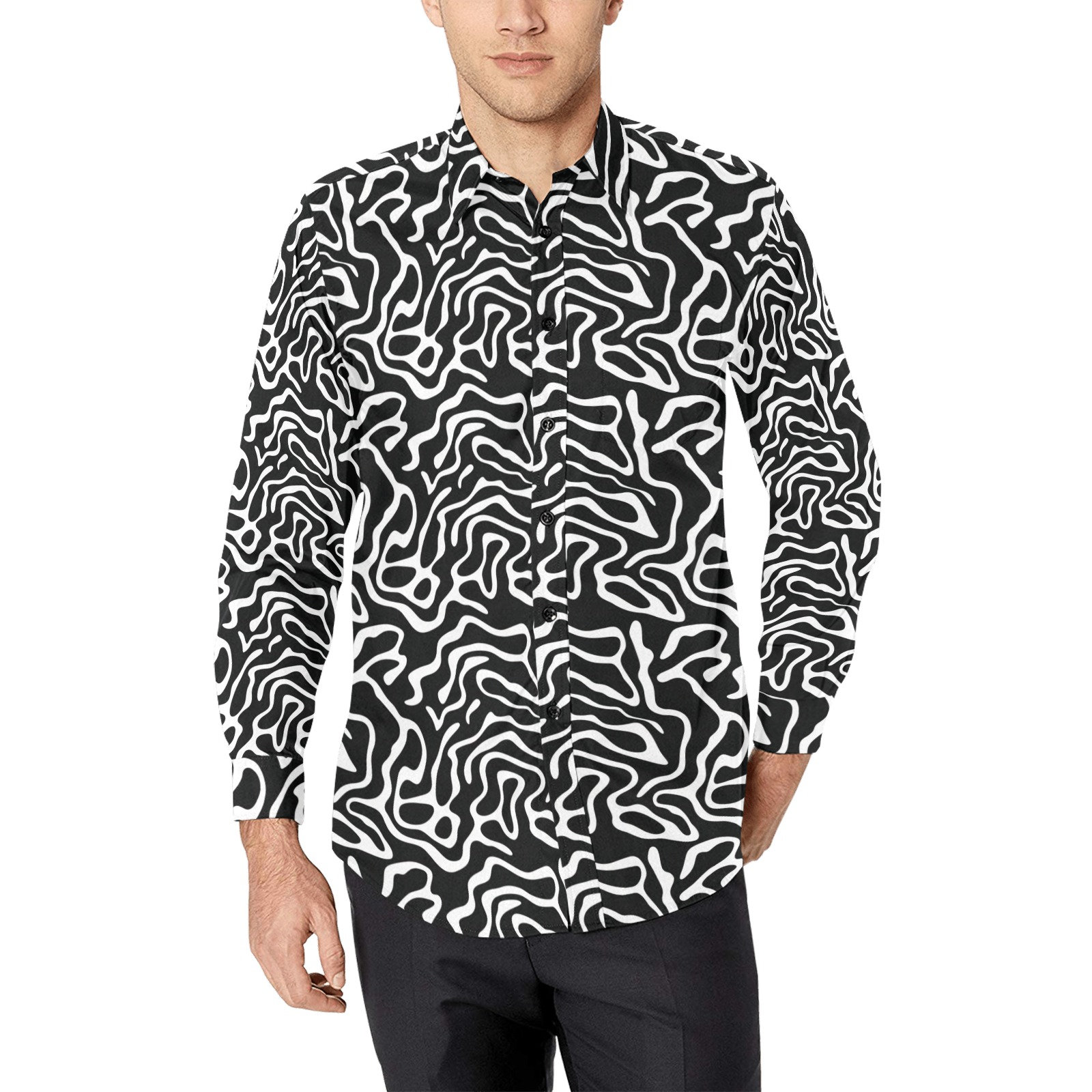 black white printed shirt