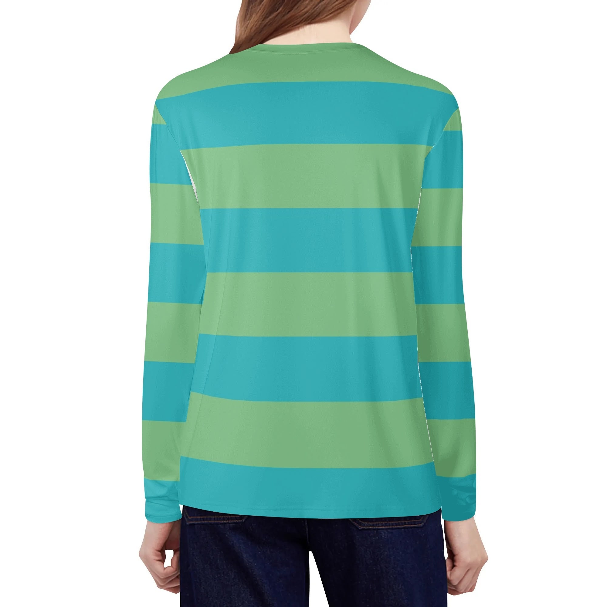 Women's Long Sleeve Crew Neck T-Shirt - Soft Stretch Basic Tee For Everyday Wear (Blue Green, Medium) - View #9