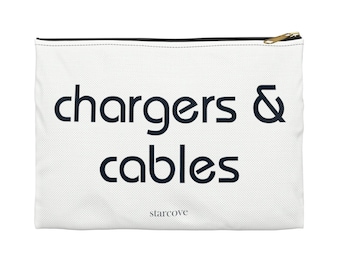 Chargers and cables bag, packing Travel bag Storage pouch, Traveling Accessory Flat Zipper Pouch Gift