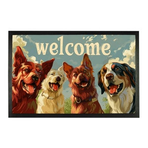 Dogs Doormat, Funny Humorous Welcome Mat Front Door Indoor Outdoor Rubber Washable Waterproof Floor New House Warming Entry Entrance Home