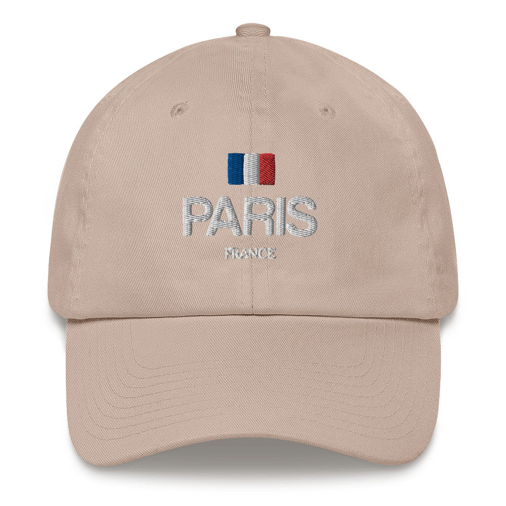 ハット French Embroidery Logo Ball Cap - Ivory Paris France Baseball Hat, Embroidered Vintage City Flag Dad