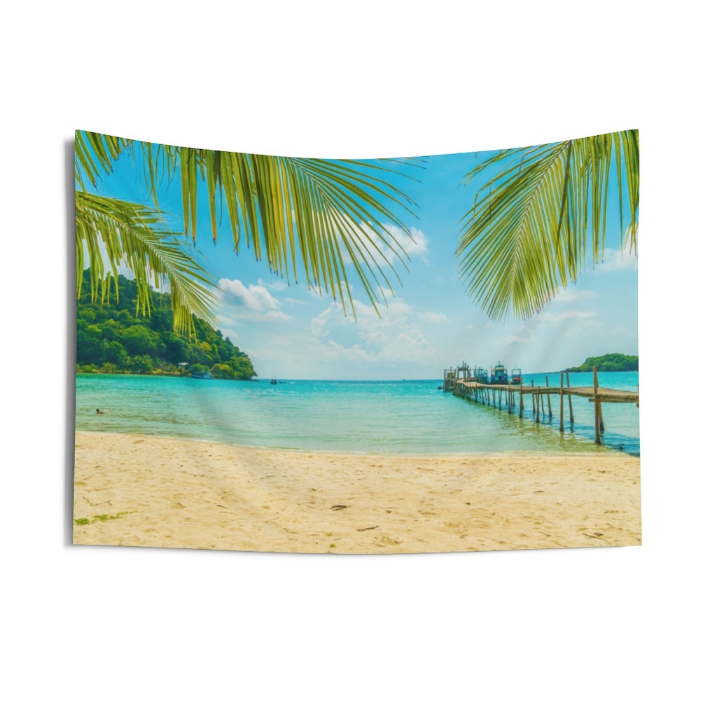 Beach Palm Tree Wall Tapestry Ocean Tropical Landscape Indoor - Etsy