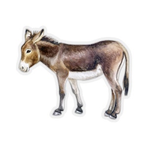 Donkey Sticker, Farm Animal Watercolor Laptop Decal Vinyl Cute Waterbottle Tumbler Car Waterproof Bumper Aesthetic Small Large Wall Mural