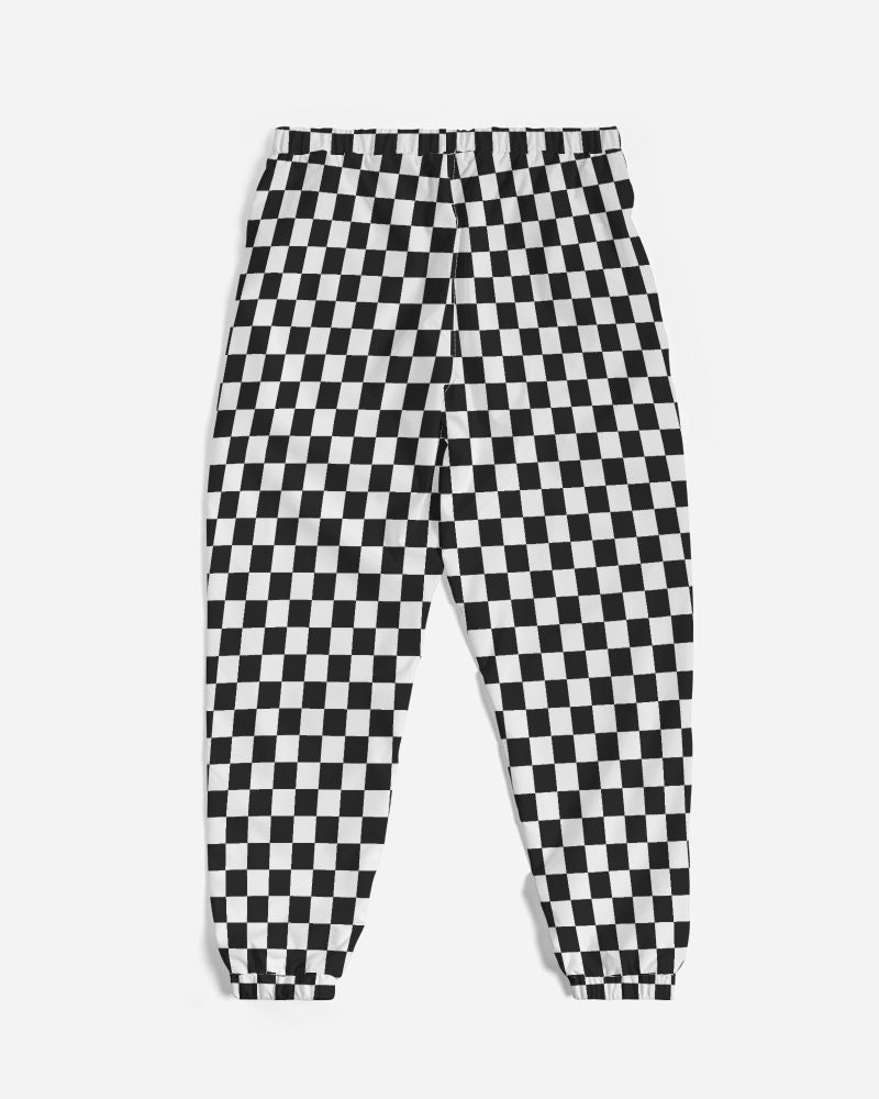【D.PRIQUE】Check Track Pants - Black/White Black White Checkered Men Track Pants, Racing Check Zip