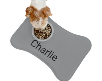 Alfombrilla de comida para perros personalizada, cuenco con nombre personalizado, plato pequeño y grande, nuevo mantel individual portátil con forma de hueso para alimentación de mascotas, regalo para amantes de los perros