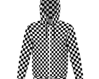 vintage USA製 check pattern zip hoodie Retro Checkered Unisex Zip Hoodie All-over Print, Vintage