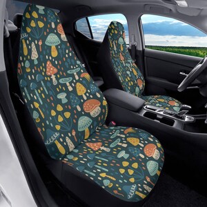 Champignon housses de siège auto (2 pièces), Nature Cottagecore siège avant automatique chien véhicule de compagnie SUV protecteur universel accessoire hommes femmes