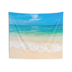 Beach Tapestry, Ocean Tropical Landscape Indoor Wall Aesthetic Art Hanging Large Small Decor College Dorm Room Gift