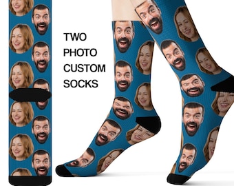 ソックスにカスタム2つの顔、パーソナライズされた写真ギフト、カップル、子供、結婚式、3D昇華、女性、男性、面白い、楽しい、斬新、クール、クレイジー、ユニークなギフト