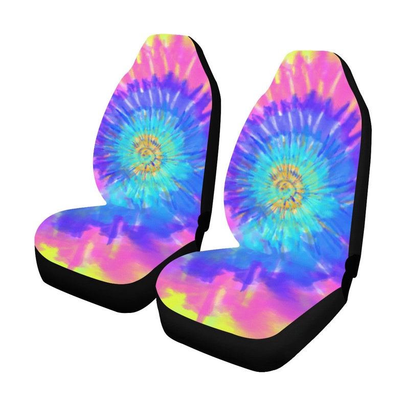 Tie Dye Car Seat Covers 2 pc Colorful Swirl Pattern Front Etsy