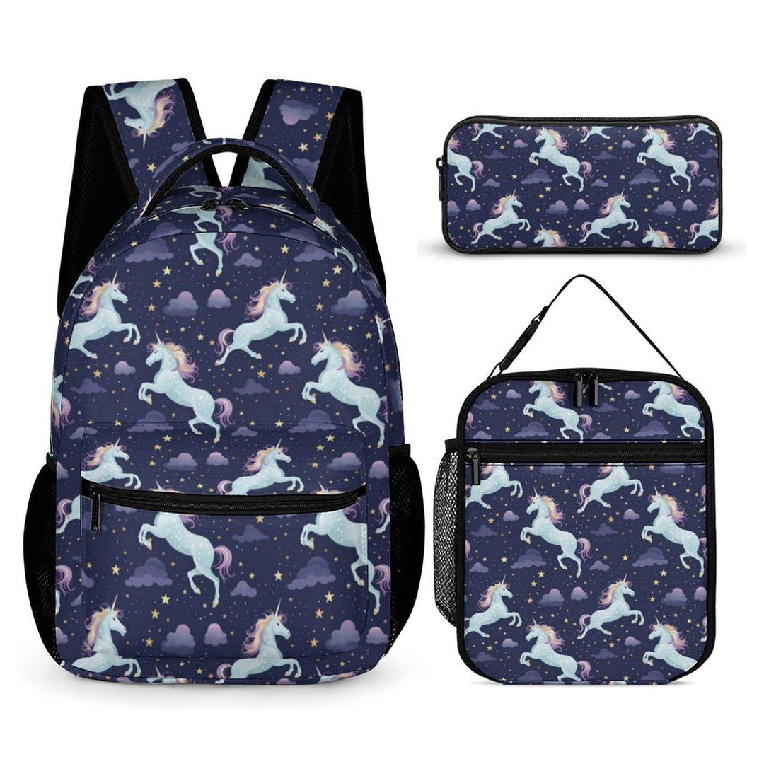 Unicorn Backpack Lunch Bag Pencil Case Kit, Purple Kids Boys Girls ...