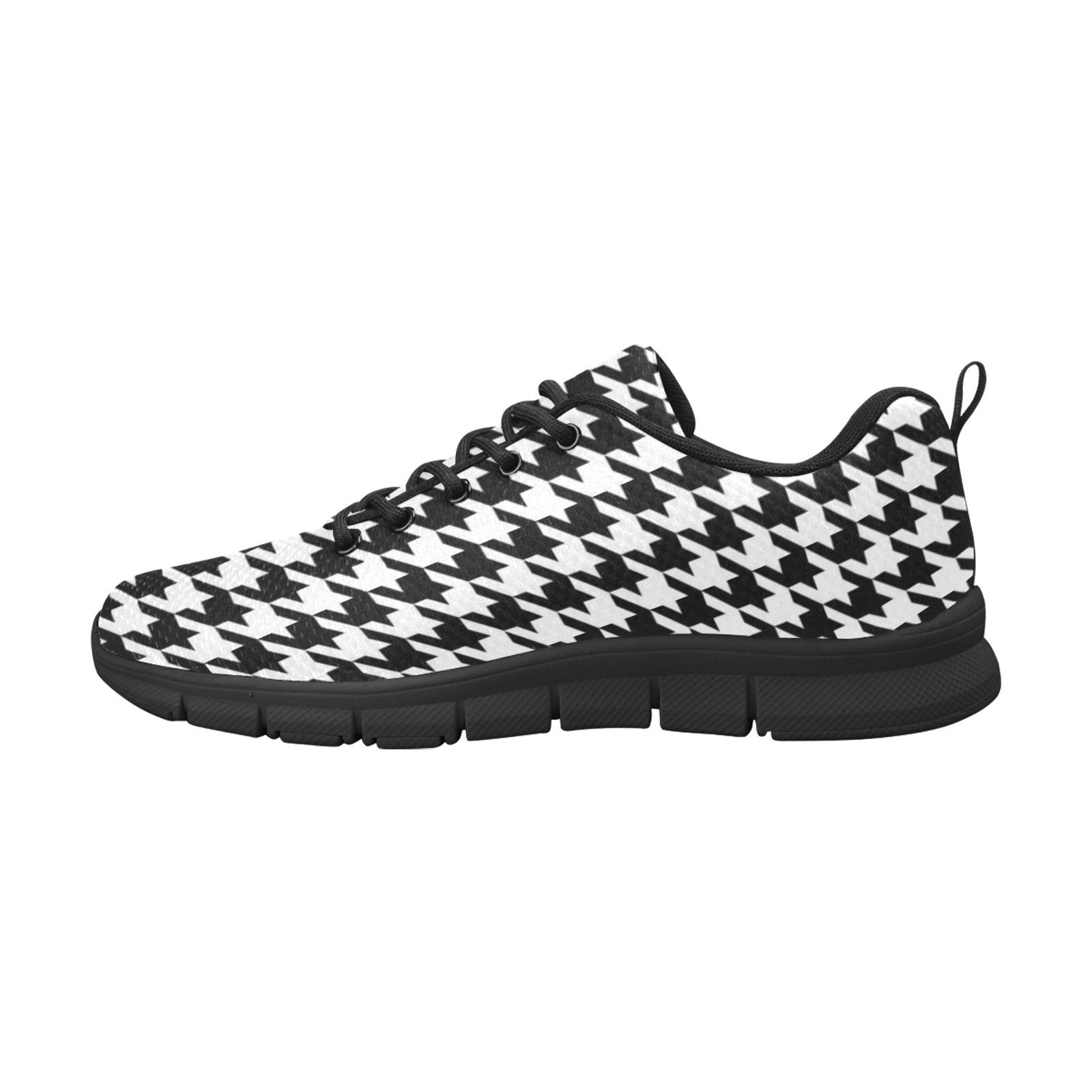 Vaddia Portuguese Shoes in Black and White Houndstooth Herringbone Print Houndstooth ✖️ Silver – Circle3 main image 2