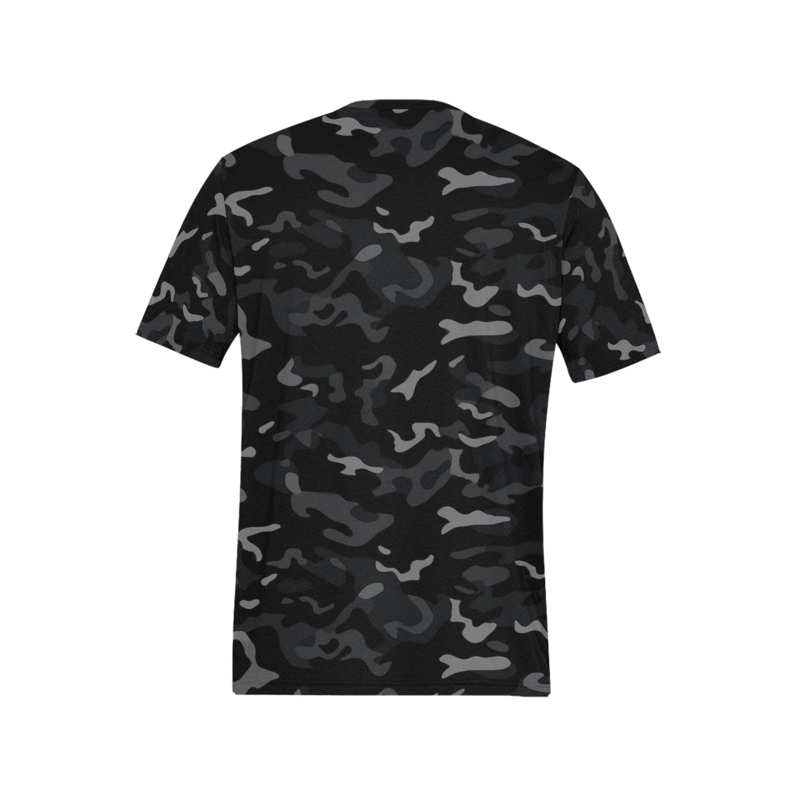 ブラック迷彩Tシャツ、グレー迷彩プリントデザイナー軽量クルーネック