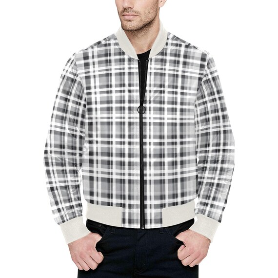 Chaqueta bomber acolchado de cuadros para hombres