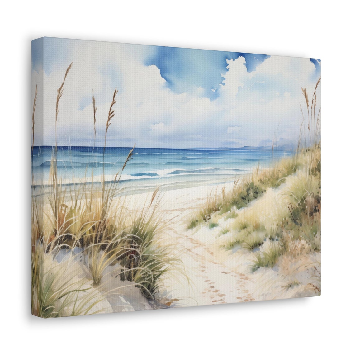 Beach Canvas Gallery Wrap, Coastal Sand Dunes Ocean Wall Art Print ...