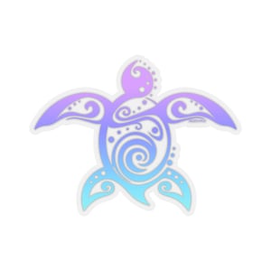 Stammes-Meeresschildkröten-Aufkleber, Ozean-Violett-Blau-Hawaiian-Wellen-Farbverlauf-Ombre-gestanzte Aufkleber für Laptop, Vinyl, niedliche Wasserflasche, Auto-Ästhetik