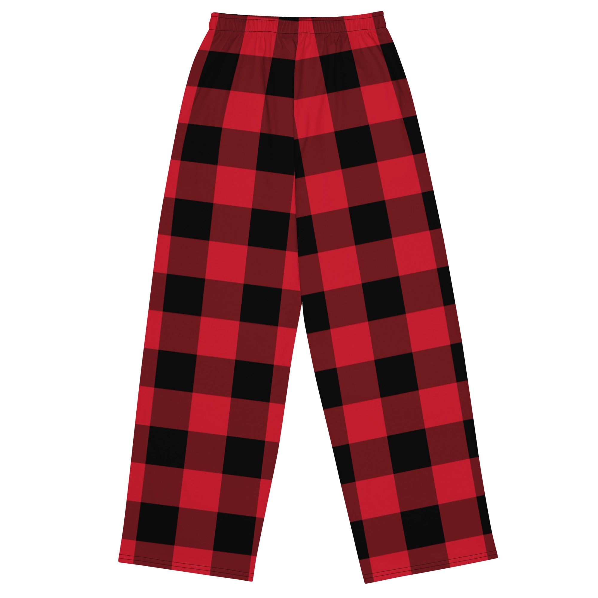 Buffalo Plaid Lounge Pants with Pockets Red and Black Check Pattern Unisex Men Women Wide Leg PJ Pajamas Comfy Plus Size Drawstring Yoga