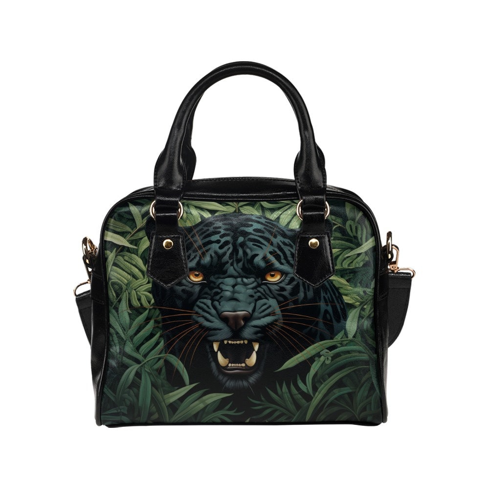 Black Jaguar Purse, Animal Print Panther Puma Pattern Cute