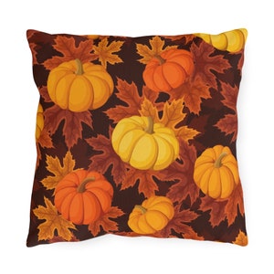 Almofada decorativa de outono e outono para áreas externas, cheia de inserção, abóboras, folhas de ação de graças, decoração, lance quadrado, fazenda, pátio, varanda