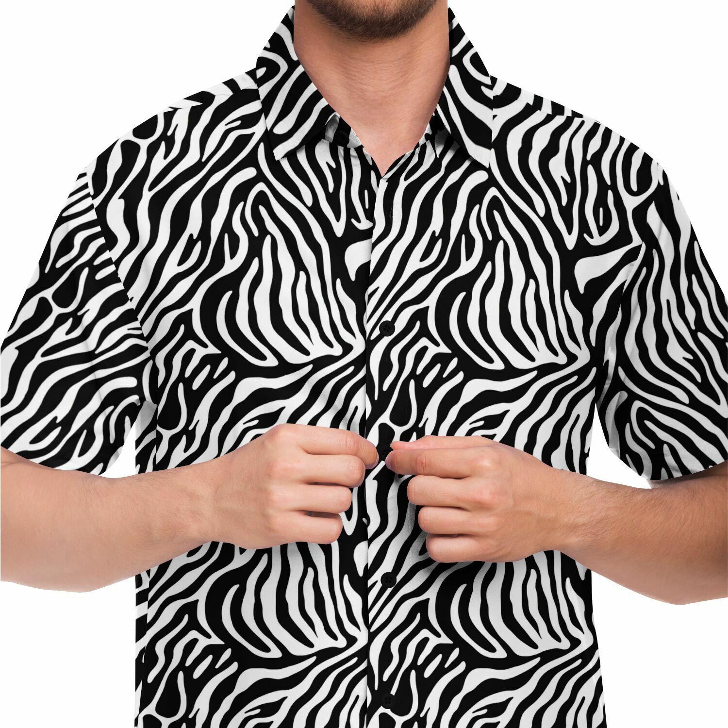 mens zebra dress shirt Oplxuo Men's Novelty Zebra Print Shiny Bronzing Dress Shirt Stretch Long Sleeve Button Down Sparkle Party Shirts, Size: Small