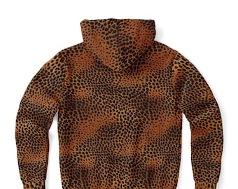 Leopard Print Zip up Hoodie, Animal Cheetah Full Zipper Pocket Men