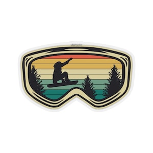 Snowboarder Jumping Sticker, Goggles Vintage Retro Mountain Boarding Laptop Vinyl Waterbottle Tumbler Auto Bumper Wandbild Aufkleber