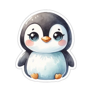 Chica pingüino pegatina calcomanía, lindo bebé animal arte vinilo portátil lindo botella de agua vaso coche impermeable parachoques claro estética
