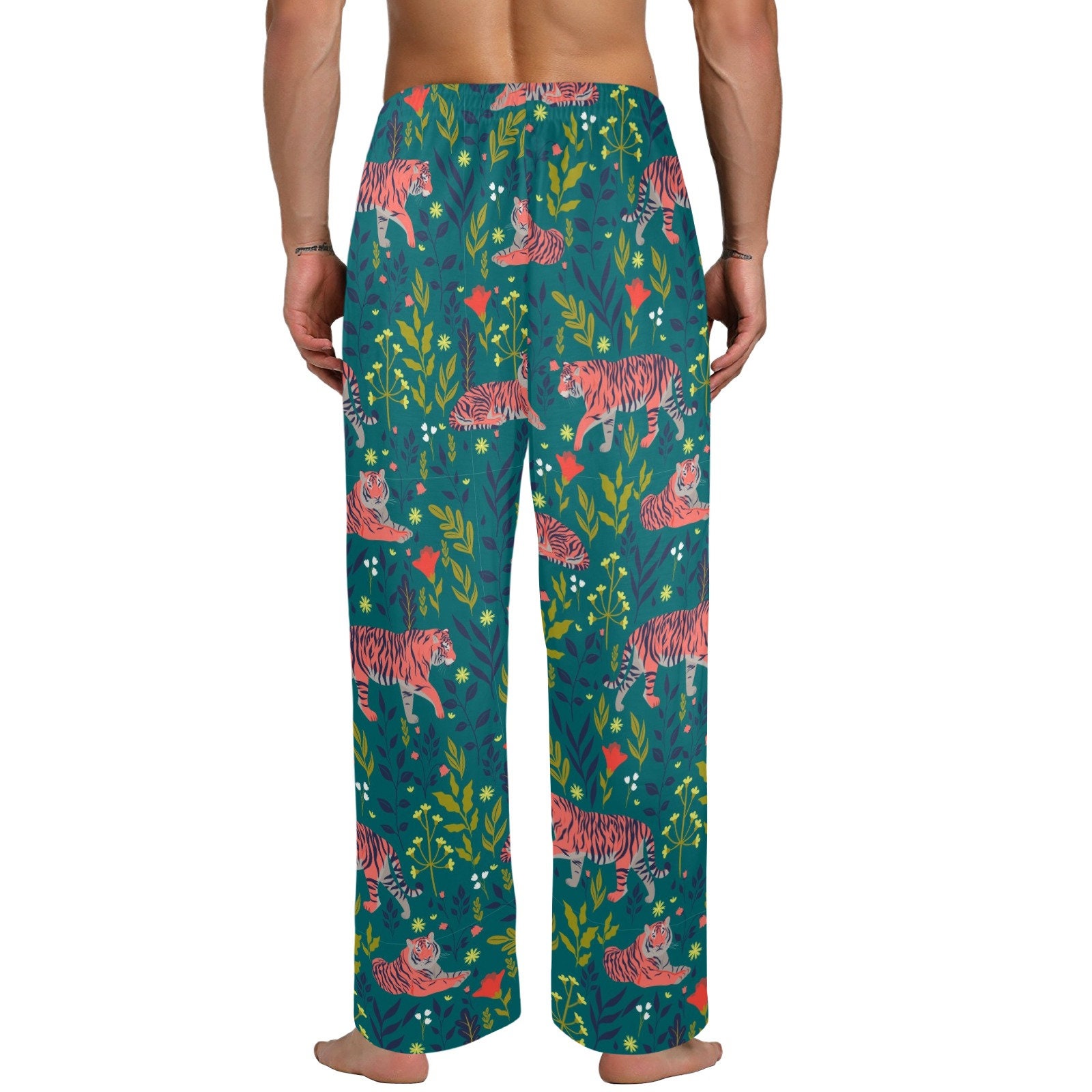 Tropical Tiger Men Pajamas Pants Animal Print Vacation Pattern Satin PJ Pockets Sleep Trousers Couples Matching Trousers Bottoms Sleepwear Etsy Canada