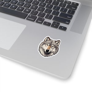 Gray Wolf Sticker Decal, Grey Animal Art Vinyl Laptop Cute Waterbottle ...