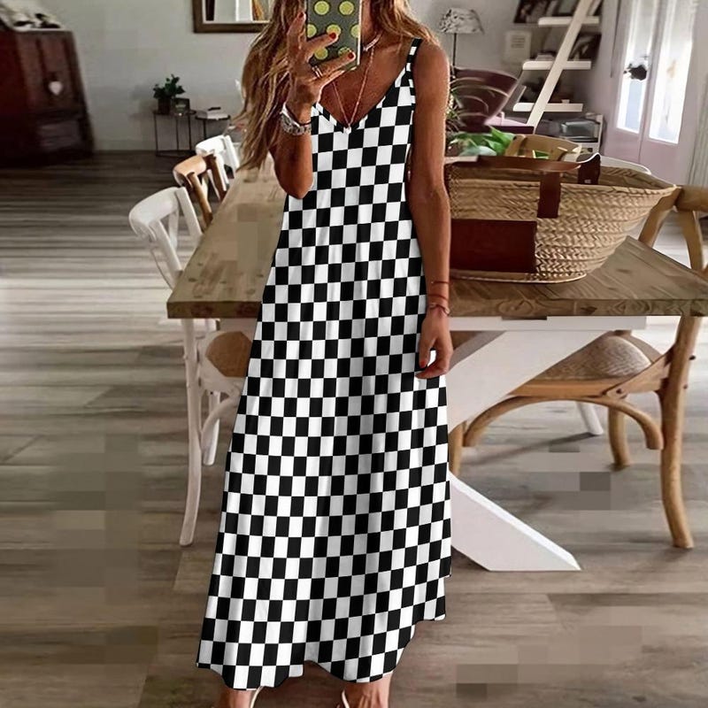 Black and White Checkered Dress - Etsy