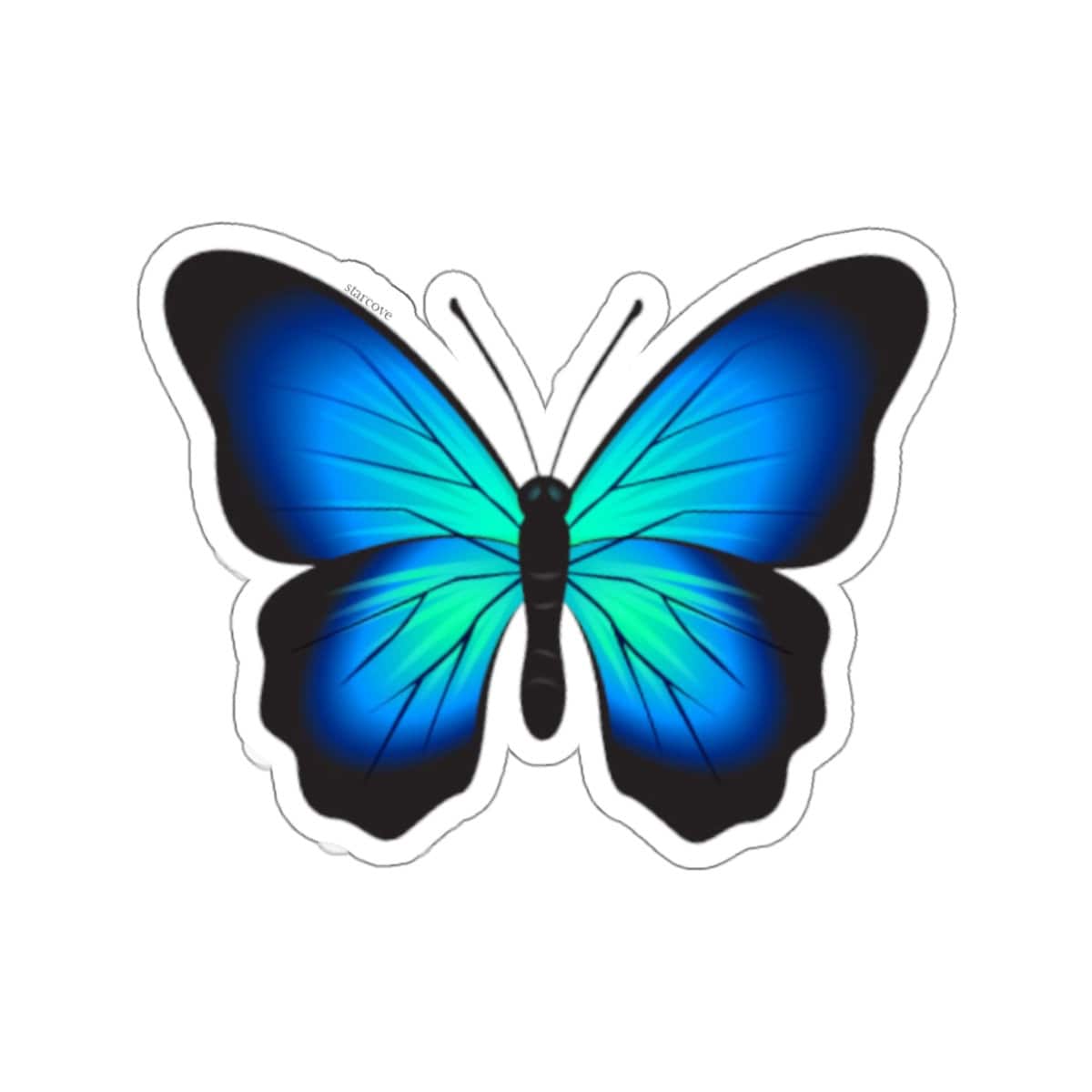 Sticker / Aufkleber Schmetterling, für Auto / Motorrad / Laptop /  Dekoration / Kühlschrank, Blau-Schwarz, 4-teiliges Set