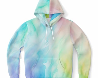 Rainbow Pastel Tie Dye sudadera con capucha, azul verde pullover hombres mujeres adulto estético gráfico algodón sudadera con capucha con bolsillos
