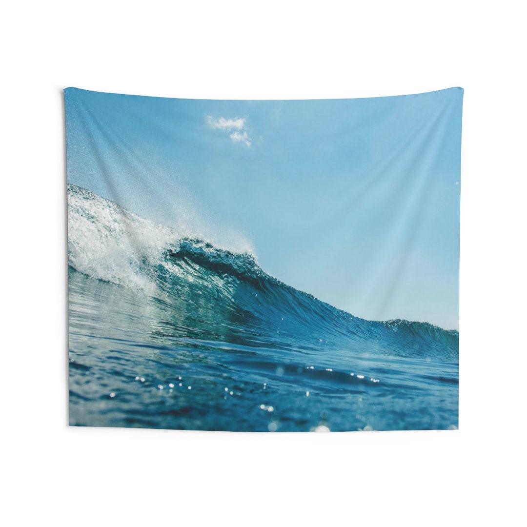 Ocean Sea Wave Tapestry Blue Sky Surf Spray Landscape Indoor - Etsy