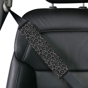 Copricintura di sicurezza per auto leopardo nero, stampa animale ghepardo grigio carino uomo donna lavabile cinghia cuscino spalline decorazione protettore