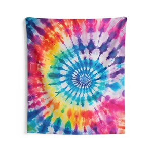 Hippie Tie Dye Tapestry, Colorful Cool Wall Art Hanging Vertical Aesthetic Large Small Home Decor Bedroom College Dorm Room