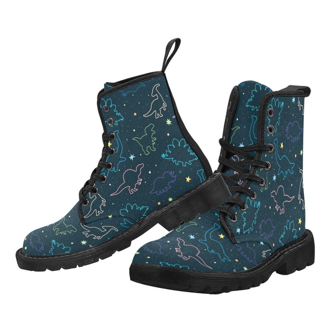 Print Pattern Dinosaur T rex Men Women Leather Boots