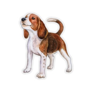 Puppy Dog Beagle Sticker, Aquarelle Animal Race Laptop Vinyle Mignon Waterbottle Tumbler Car Bumper Aesthetic Label Wall Mural Decal Die Cut